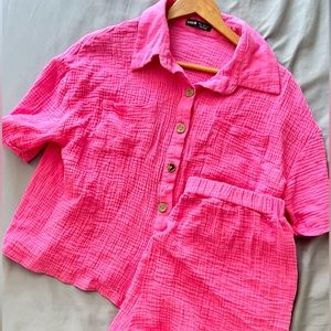 Shein pink short set